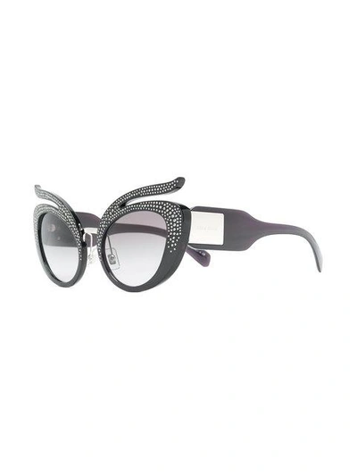 Shop Miu Miu Swarovski Crystal-embellished Sunglasses In Black