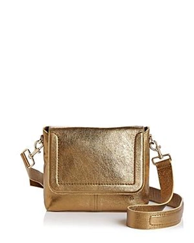 Shop Halston Heritage Leather Crossbody In Copper/gold