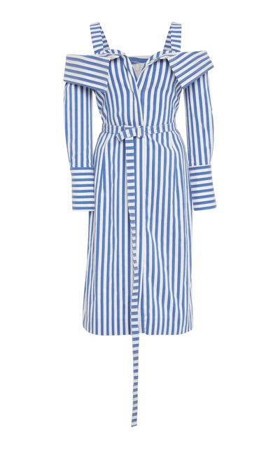 Shop Monse Collar Flap Front Stripe Midi Dress