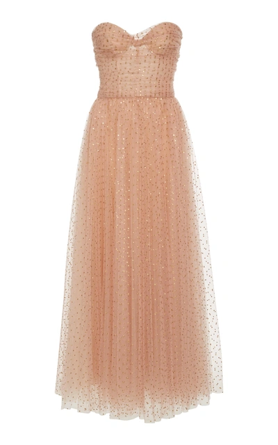 Shop Monique Lhuillier Strapless Tulle Sweetheart Gown In Gold