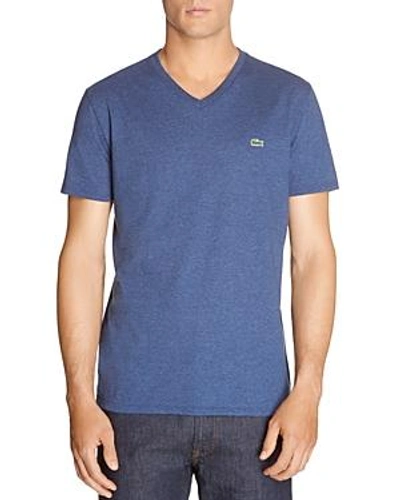 Shop Lacoste Classic Pima Cotton V-neck Tee In Anchor Chine Blue