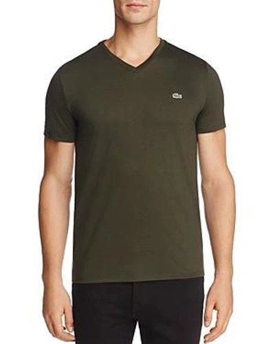 Shop Lacoste Classic Pima Cotton V-neck Tee In Sherwood Green