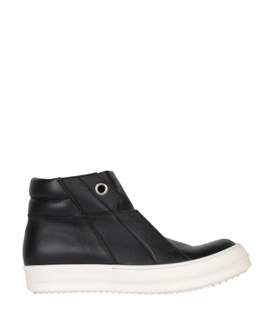 Shop Rick Owens Island Dunk Leather Sneakers In Nero