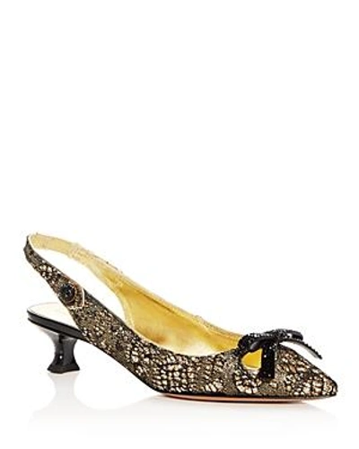 Shop Marc Jacobs Women's Abbey Embellished Pointed Toe Slingback Pumps In Gold