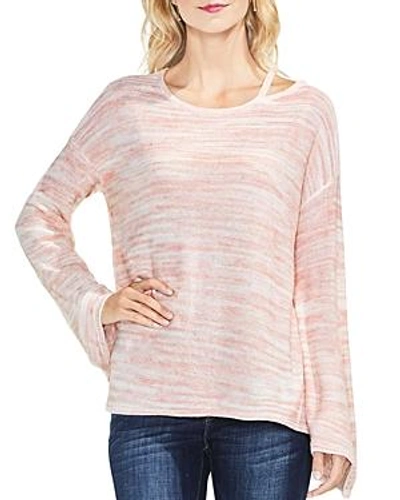 Shop Vince Camuto Cutout Shoulder Space Dye Sweater In Light Rosewood