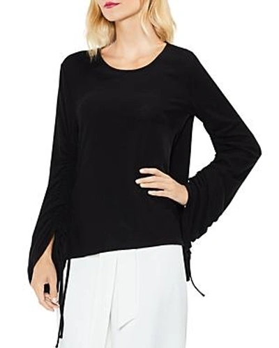 Shop Vince Camuto Brushed Jersey Drawstring Sleeve Top In Rich Black