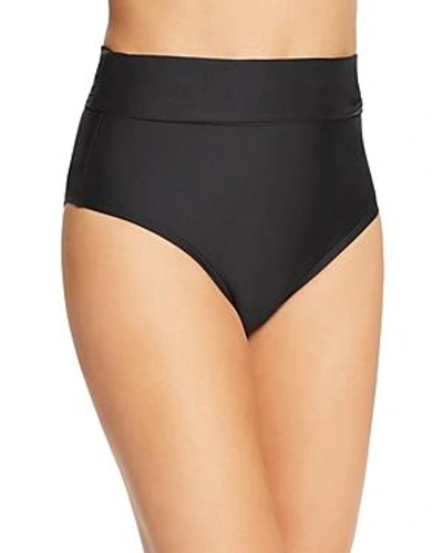 Shop Athena Fold-over High-waist Bikini Bottom In Black