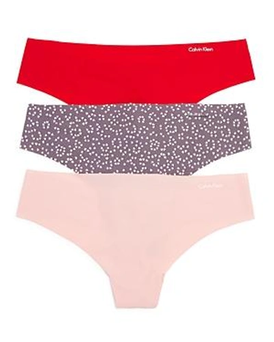 Shop Calvin Klein Invisibles Thongs, Set Of 3 In Empower/rose/jasper Heart