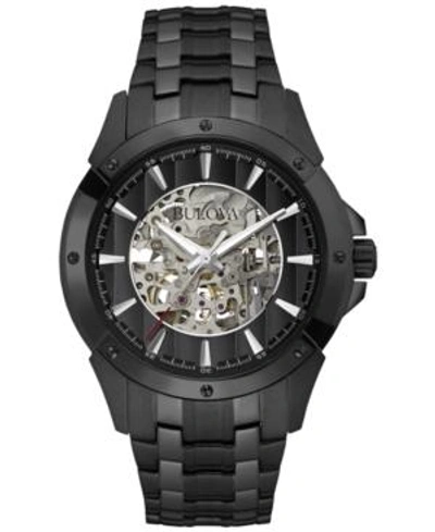 Shop Bulova Men's Automatic Black-tone Stainless Steel Bracelet Watch 40mm 98a147