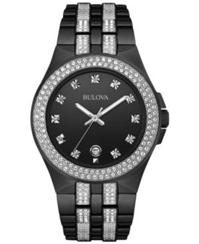 Shop Bulova Men's Crystal Accent Black-tone Stainless Steel Bracelet Watch 42mm 98b251