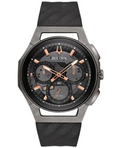 Shop Bulova Men's Chronograph Curv Black Rubber Strap Watch 44mm 98a162