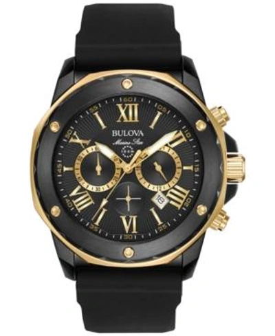 Shop Bulova Men's Chronograph Marine Star Black Silicone Strap Watch 44mm 98b278