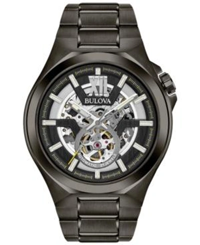 Shop Bulova Men's Automatic Gunmetal Stainless Steel Bracelet Watch 46mm 98a179