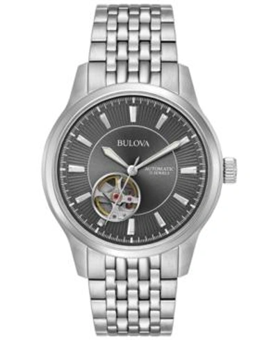 Shop Bulova Men's Automatic Stainless Steel Bracelet Watch 40mm 96a190 In Silver