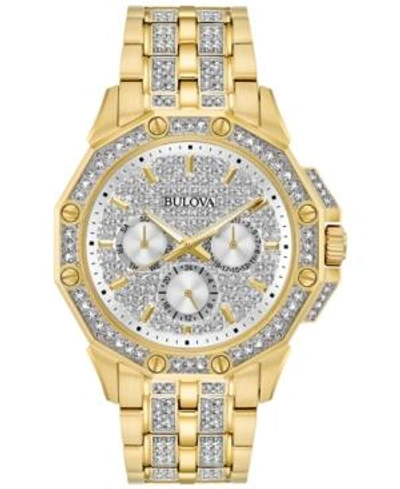 Bulova Men's Crystal Accented Gold-tone Stainless Steel Bracelet Watch 43mm