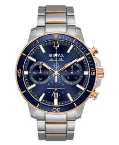 Shop Bulova Men's Chronograph Marine Star Two-tone Stainless Steel Bracelet Watch 45mm