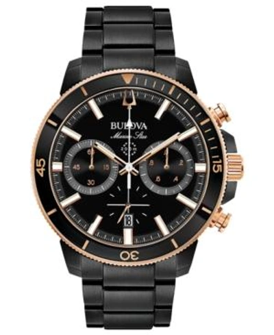 Shop Bulova Men's Chronograph Marine Star Black Stainless Steel Bracelet Watch 45mm