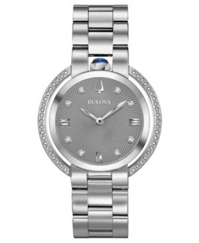 Shop Bulova Women's Rubaiyat Diamond (1/4 Ct. T.w.) Stainless Steel Bracelet Watch 35mm