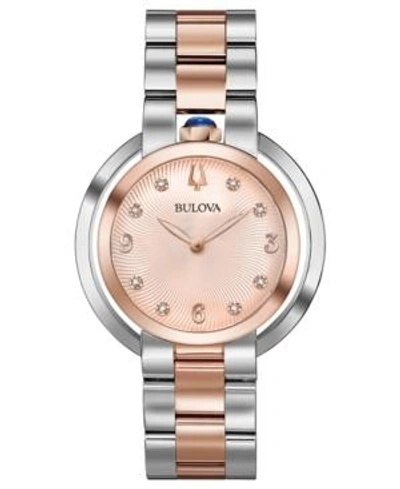 Shop Bulova Women's Rubaiyat Diamond-accent Two-tone Stainless Steel Bracelet Watch 35mm