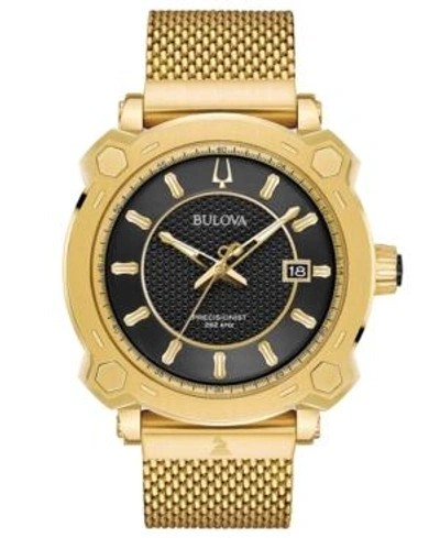 Shop Bulova Men's Precisionist Grammy Gold-tone Stainless Steel Mesh Bracelet Watch 44mm