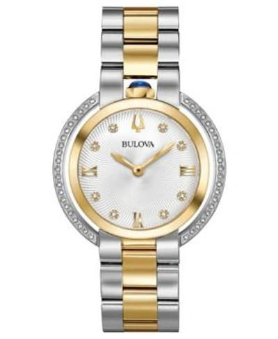 Shop Bulova Women's Rubaiyat Diamond (1/4 Ct. T.w.) Two-tone Stainless Steel Bracelet Watch 35mm