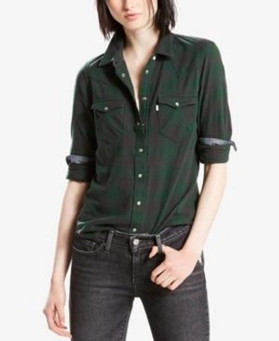 Shop Levi's Cotton Tailored Western Shirt In Dewberry Marshmallow