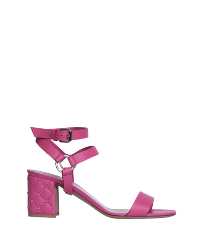 Shop Valentino Spike Leather Sandals In Rosa