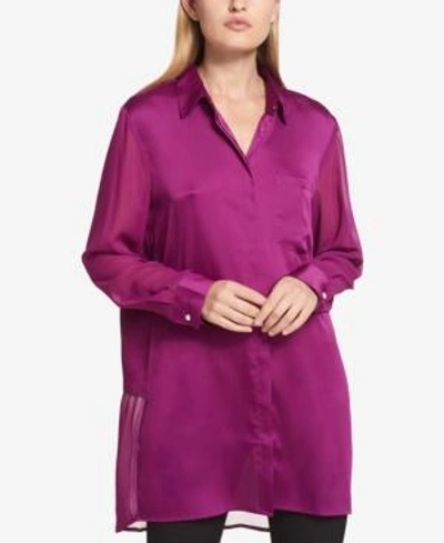 Shop Dkny Layered High-low Top In Magenta