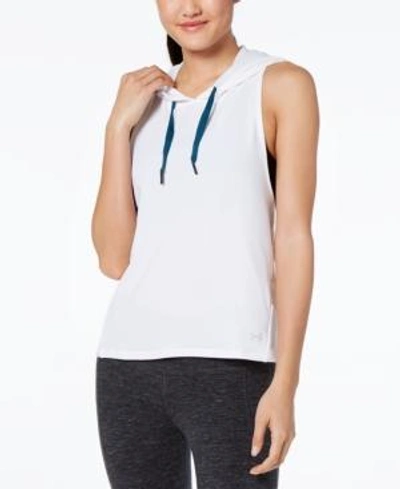 Shop Under Armour Terry Hoodie Vest In Teal