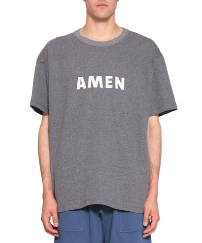 Shop Amen Logo Cotton T-shirt In Grigio