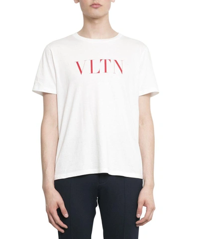 Shop Valentino Vltn Cotton T-shirt In Bianco