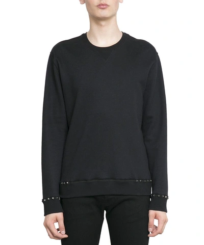 Shop Valentino Rockstud Untitled Cotton Sweatshirt In Nero