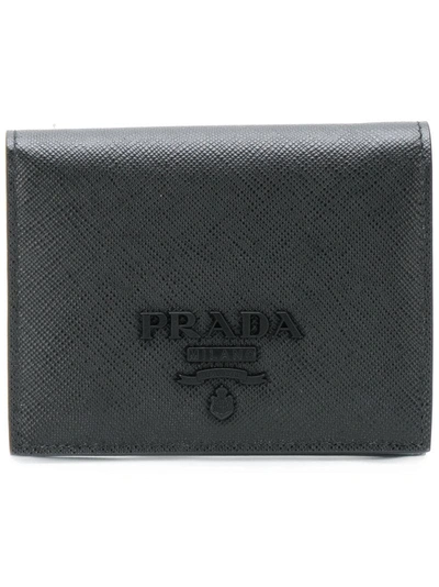 Shop Prada Logo Plaque Small Wallet In Black