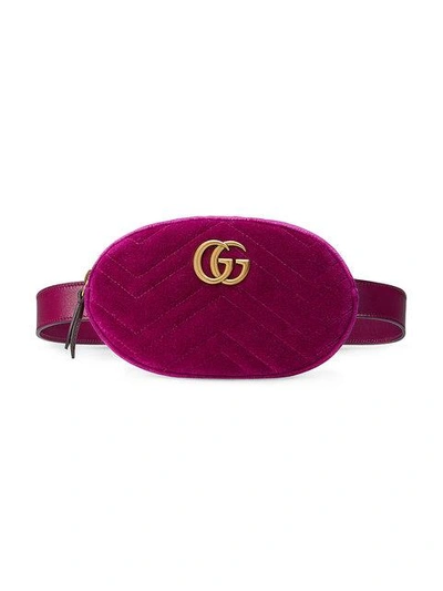 Shop Gucci Gg Marmont Matelassé Velvet Belt Bag In Pink