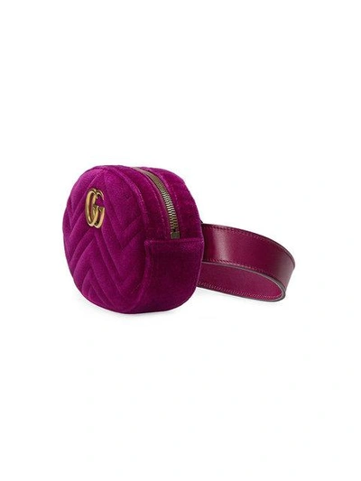 Shop Gucci Gg Marmont Matelassé Velvet Belt Bag In Pink