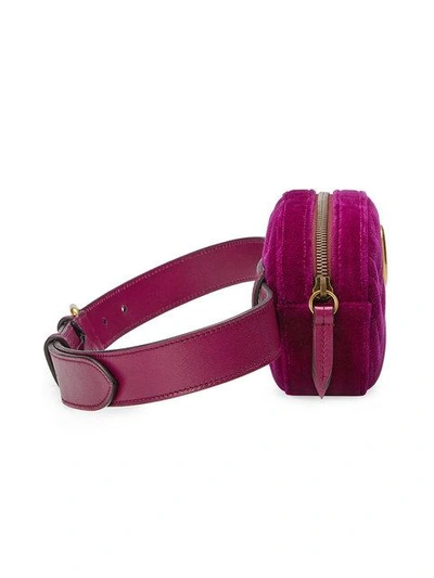 Shop Gucci Gg Marmont Matelassé Velvet Belt Bag In Pink