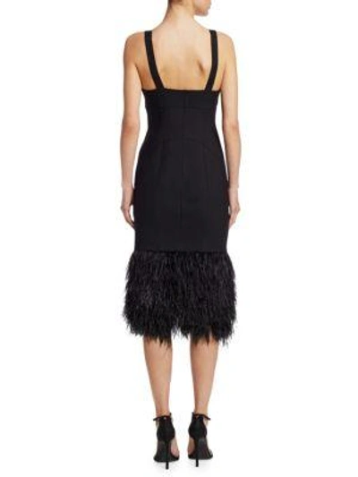 Shop Cinq À Sept Sabine Feather Midi Dress In Black