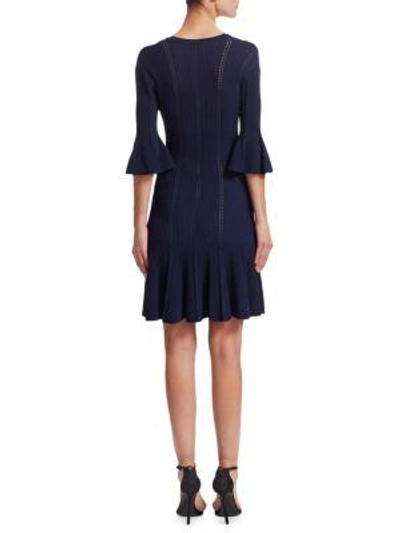 Shop Jonathan Simkhai Lace-up Bell Sleeve Dress In Midnight