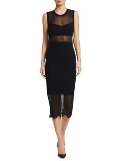 Shop Elizabeth And James Jasmine Illusion Sheath Dress In Black