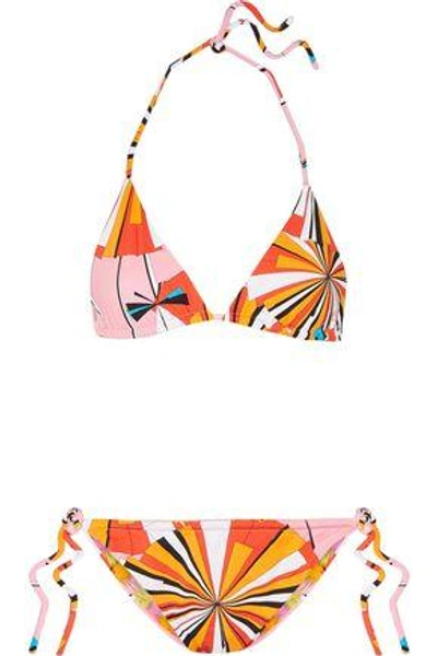 Shop Emilio Pucci Reversible Printed Triangle Bikini In Orange