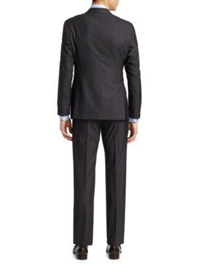 Shop Giorgio Armani Striped Wool Suit In Grey