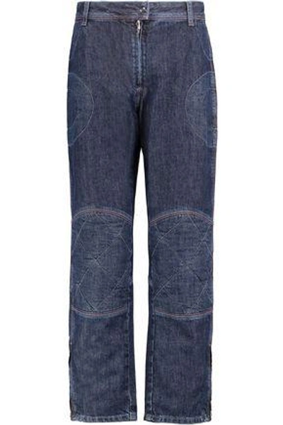 Shop Jw Anderson Woman Cropped Paneled Mid-rise Straight-leg Jeans Blue