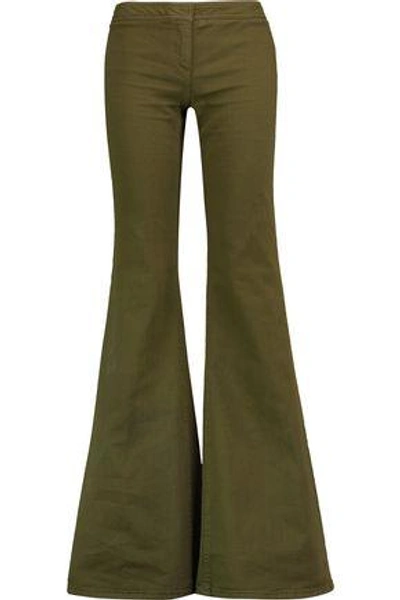 Shop Balmain Woman Low-rise Flared Jeans Army Green