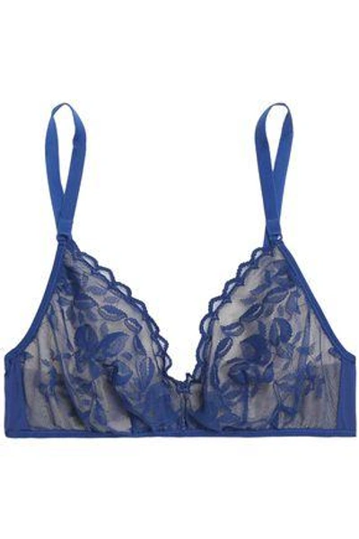 Shop Cosabella Woman Lace Triangle Soft-cup Bra Blue