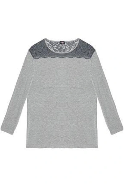 Shop Cosabella Woman Lace-trimmed Jersey Pajama Top Gray