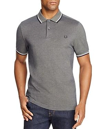 Shop Fred Perry Tipped Pique Slim Fit Polo Shirt In Olive Carbon Oxford