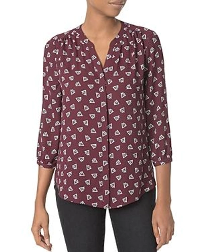Shop Nydj Pleat Back Blouse In Deco Triangle Deep Currant