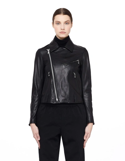 Shop Y's Leather Jacket In Black