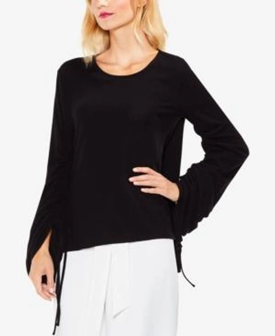 Shop Vince Camuto Drawstring-sleeve Top In Rich Black