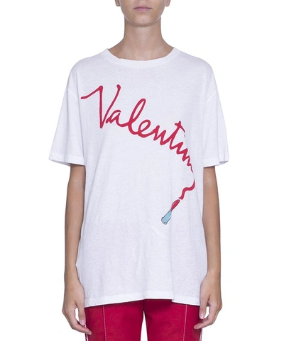 Shop Valentino Oversized Jersey Cotton T-shirt In Bianco